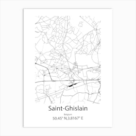 Saint Ghislain,Belgium Minimalist Map Art Print