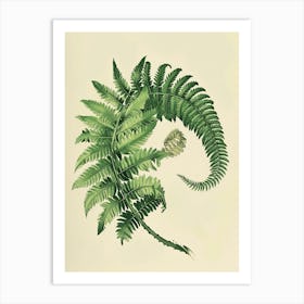 Vintage Illustration Upside Down Fern 4 Art Print