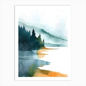 Watercolor Of A Lake Art Print