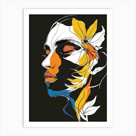 Portrait Of A Woman With Flowers Art Print