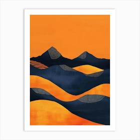 Orange Mountains Canvas Print Art Print