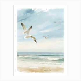 Seagulls On The Beach 1 Art Print