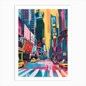 Broadway Theaters New York Colourful Silkscreen Illustration 2 Art Print