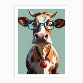 Cow With Glasses Art Print