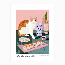 Foodie Cats Co Cat And Sushi 2 Art Print