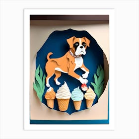 Boxer Dog With Ice Cream 4 Art Print