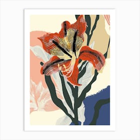 Colourful Flower Illustration Amaryllis 5 Art Print