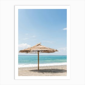 Beach Umbrella On The Beach In Calabria In Italy Art Print