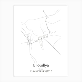 Bilopillya,Ukraine Minimalist Map Art Print