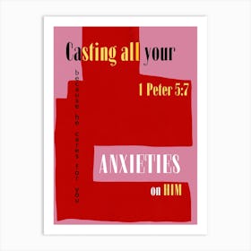 Bible verse - 1 peter 5:7 Art Print