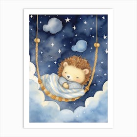 Baby Hedgehog 1 Sleeping In The Clouds Art Print