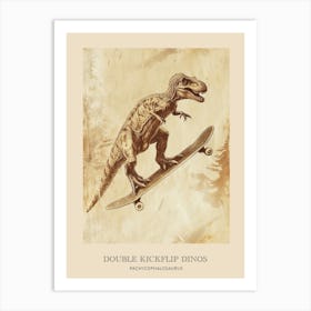 Pachycephalosaurus Vintage Dinosaur Poster 2 Art Print