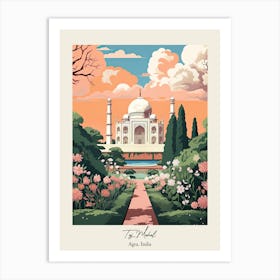 Taj Mahal   Agra, India   Cute Botanical Illustration Travel 2 Poster Art Print