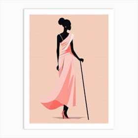 Elegant Pink Dress Silhouette Art Print