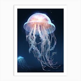 Moon Jellyfish Illustration 1 Art Print