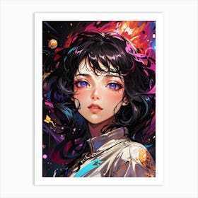 Anime Girl In Space Print Art Print