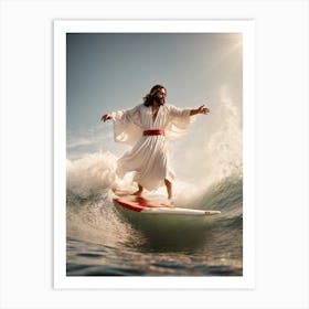 Surfing Jesus 2 Art Print
