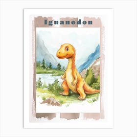 Cute Cartoon Iguanodon Dinosaur 2 Poster Art Print