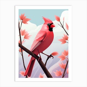 Minimalist Northern Cardinal 3 Illustration Art Print