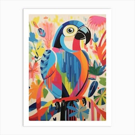 Colourful Scandi Bird Macaw 1 Art Print