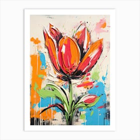 Neo-Expressionist Oasis: Tulip Floral Dreamscape Art Print