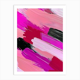 Abstract Background With Pink And Black Paint Strokes Art Print