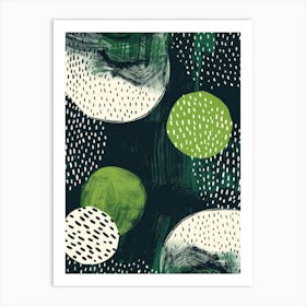 Green And White Dots Art Print