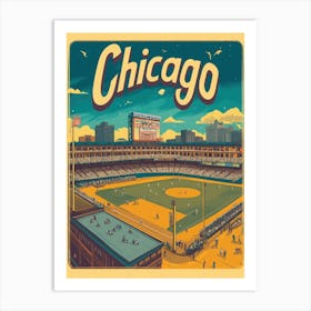 Aihrgdesign A Retro Travel Poster For Chicago Featuring The H 0c5f732c 6619 4d74 8b49 044abfd9d591 2 Art Print