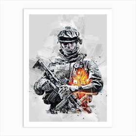 Call Of Duty Soldier Battlefield Art Print