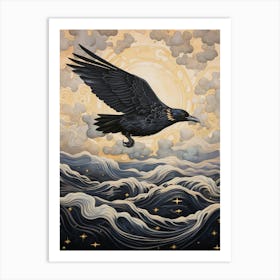 Raven 4 Gold Detail Painting Art Print