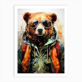 Bear In Sunglasses animal art Art Print