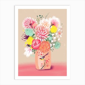 Bouquet In Bird Vase Art Print