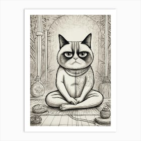 Grumpy Cat Meditation Art Print