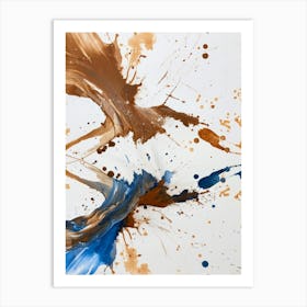 Blue And Brown Splashes Art Print