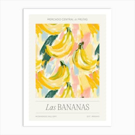 Banana Fruit Market, Impressionist Tropical Bananas Art Print