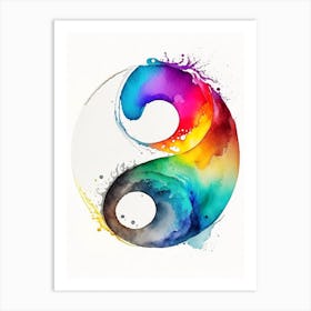 Colourful Yin And Yang Watercolour Art Print