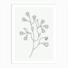 Line Drawing Of A Flower 1 Art Print