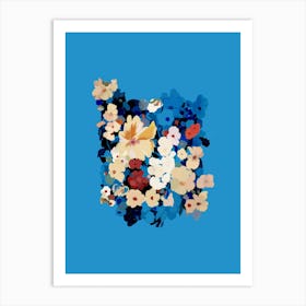 Flowers On A Blue Background "Floral Symphony " Art Print