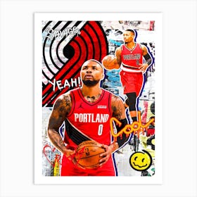 Damian Lillard Portland Trail Blazers 2 1 Art Print