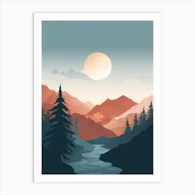 Landscape With Mountains And River Art Print