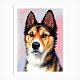 Norwegian Buhund 2 Watercolour Dog Art Print