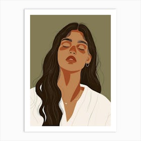 Illustration Of A Woman Sleeping Art Print