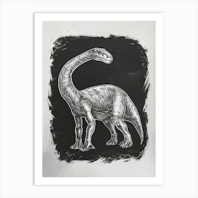 Therizinosaurus Dinosaur Black Paint Illustration Art Print