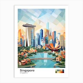 Singapore, Geometric Illustration 3 Poster Art Print
