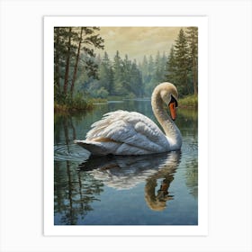 Swan In The Water Art Print