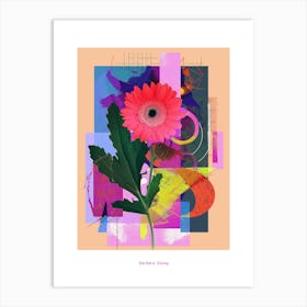Gerbera Daisy 4 Neon Flower Collage Poster Art Print