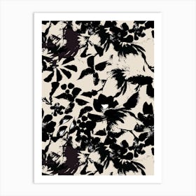 Black And White Abstract Floral Painting Art Print