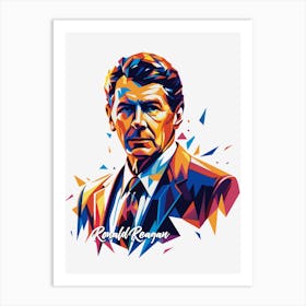 Ronald Reagan 01 Portrait WPAP Pop Art Art Print