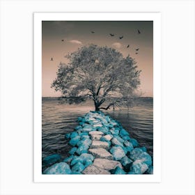 Tree By The Water Art Print