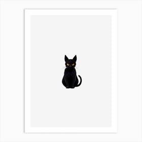 Black Cat On A Black Background Art Print